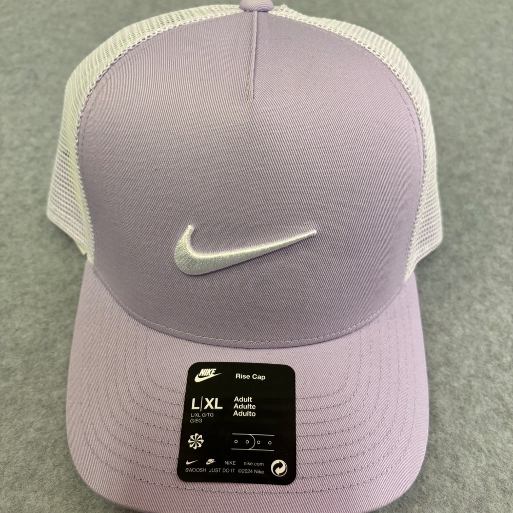 Nike Rise Cap Mens L/XL Lavender Purple White Trucker Hat FB5625-525 NEW
